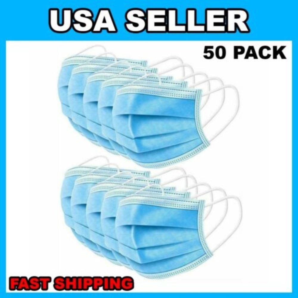 50-PCS Face Mask Dental Disposable 3-PLY Ear-loop